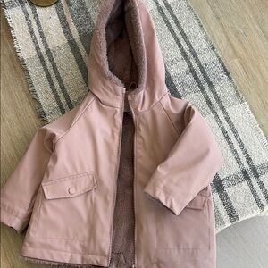 Zara Dusty Pink Hooded Rain Jacket